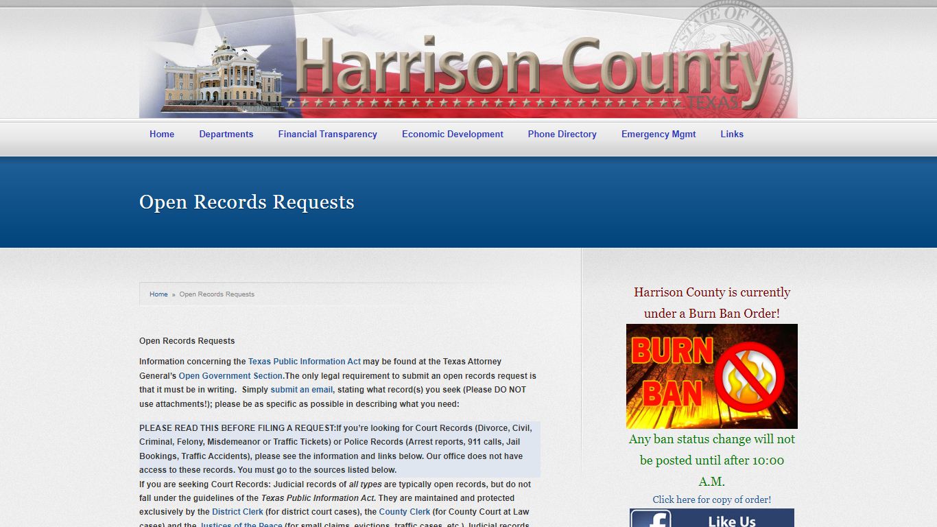 Open Records Requests - Harrison County, Texas